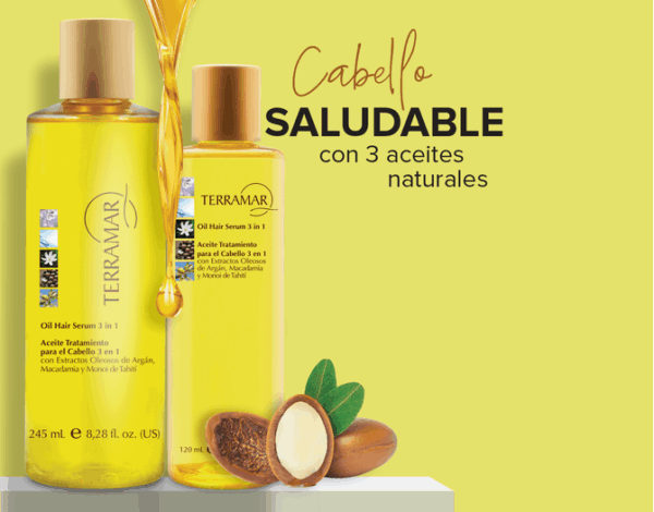 Aceite Tratamiento para el Cabello 3 en 1 Con Extractos Oleosos de Argán, Macadamia y Monoi de Tahití